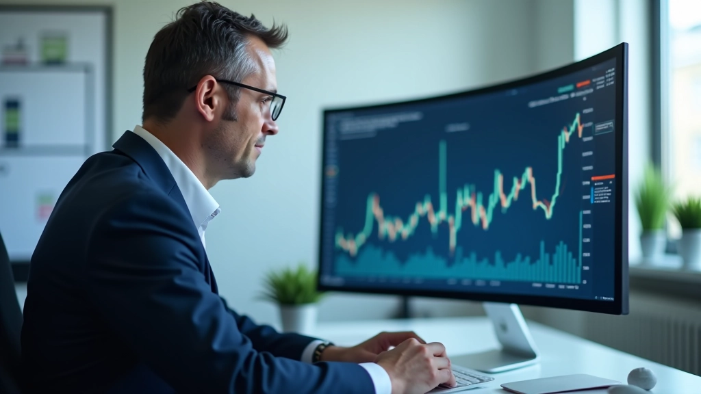 Analyse des flux de capitaux sur écran d'ordinateur, données financières et graphiques d'investissement immobilier