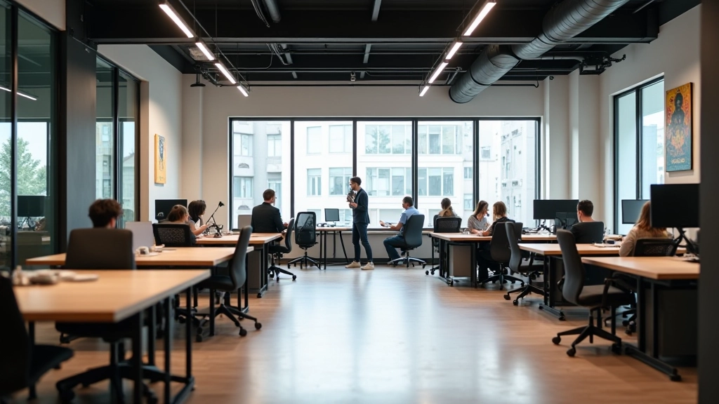 Espaces de travail variés, bureaux privés, postes ouverts, salles de réunion, zones événements, environnement diversifié