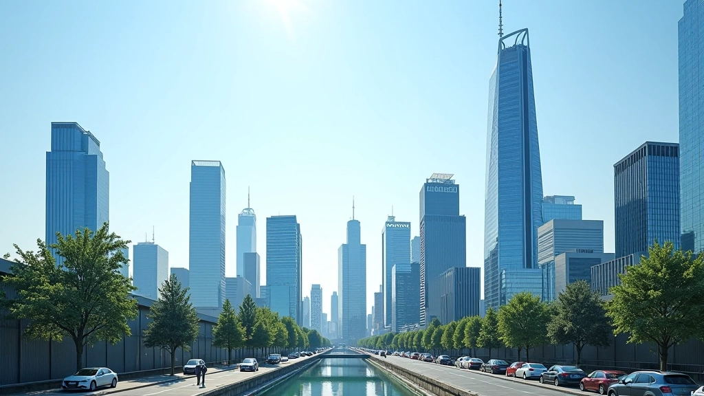 Immeuble de bureaux modernes avec architecture contemporaine, façade en verre, environnement urbain européen, jour
